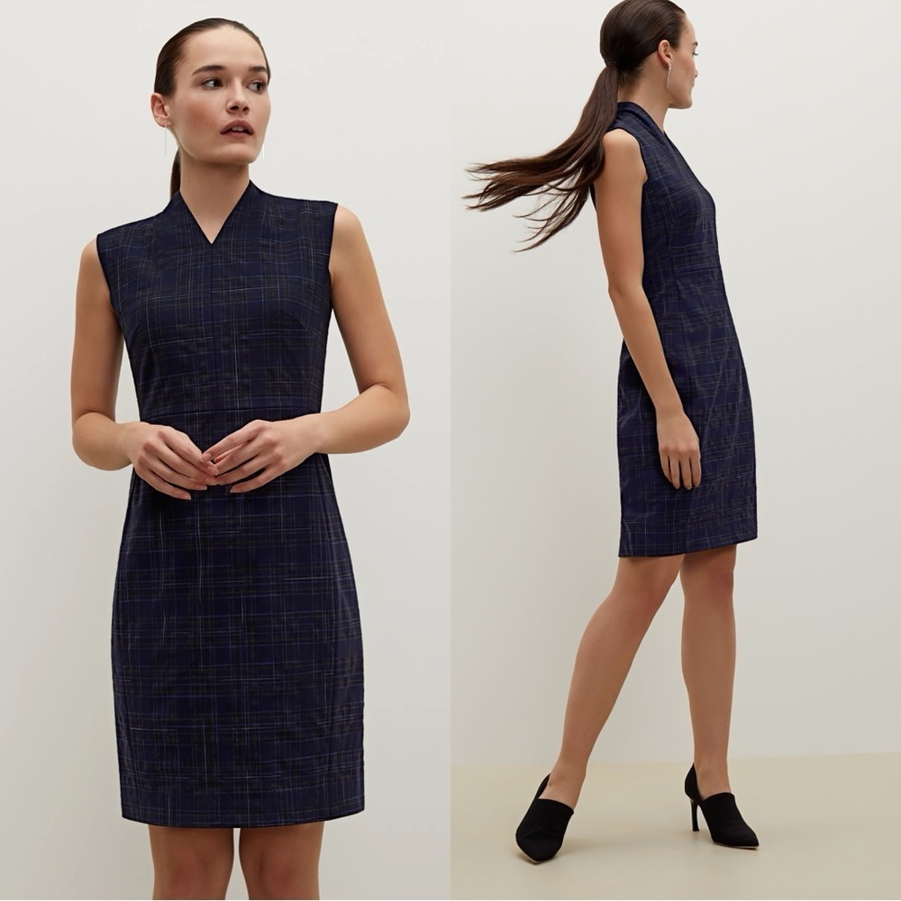 MM Lafleur Navy Plaid Dress